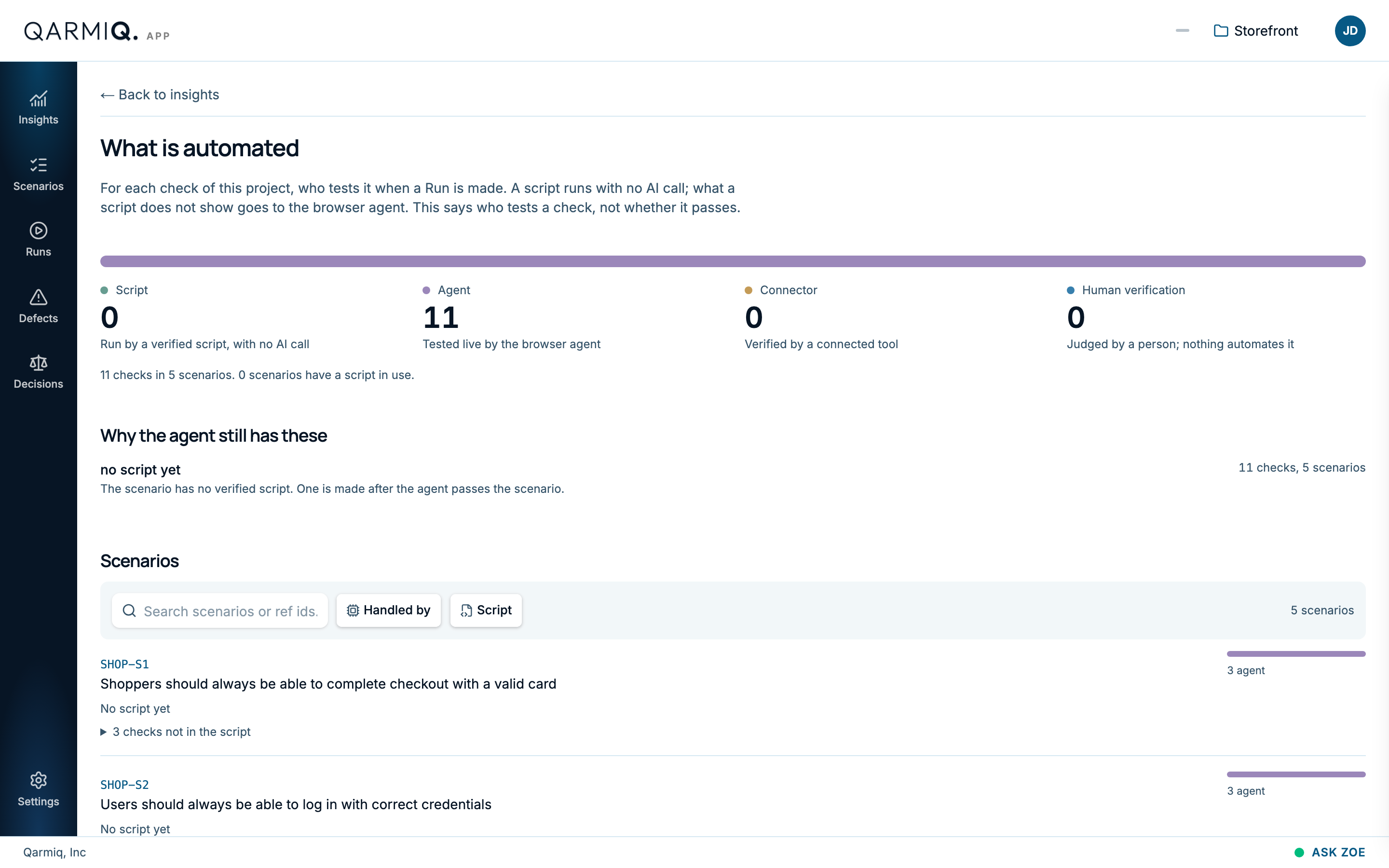 The automation page