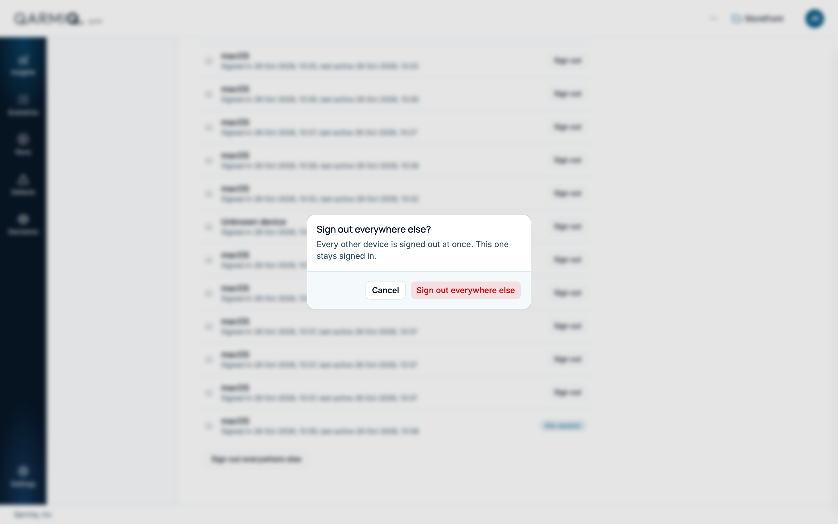 The Security page