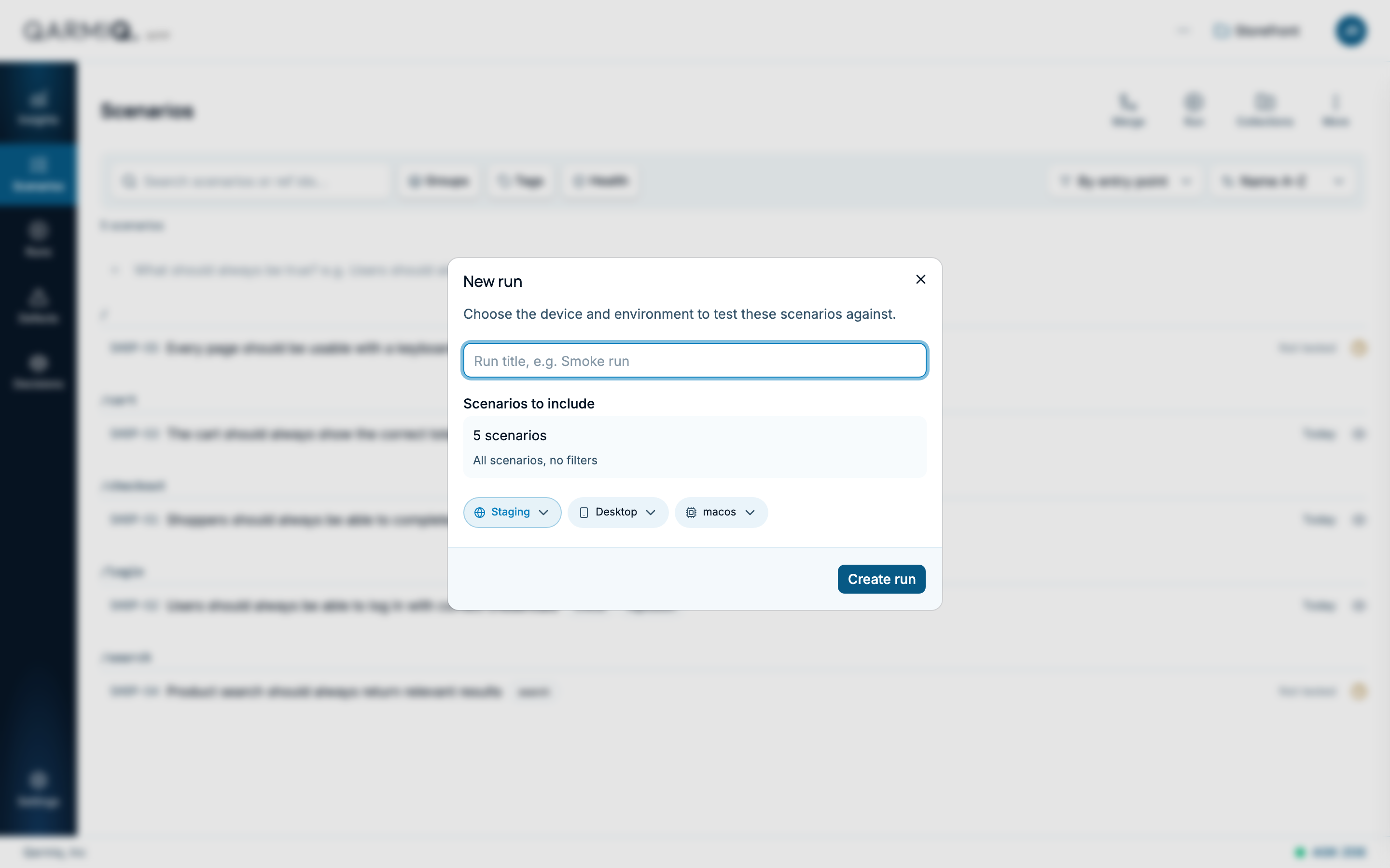 The New run dialog